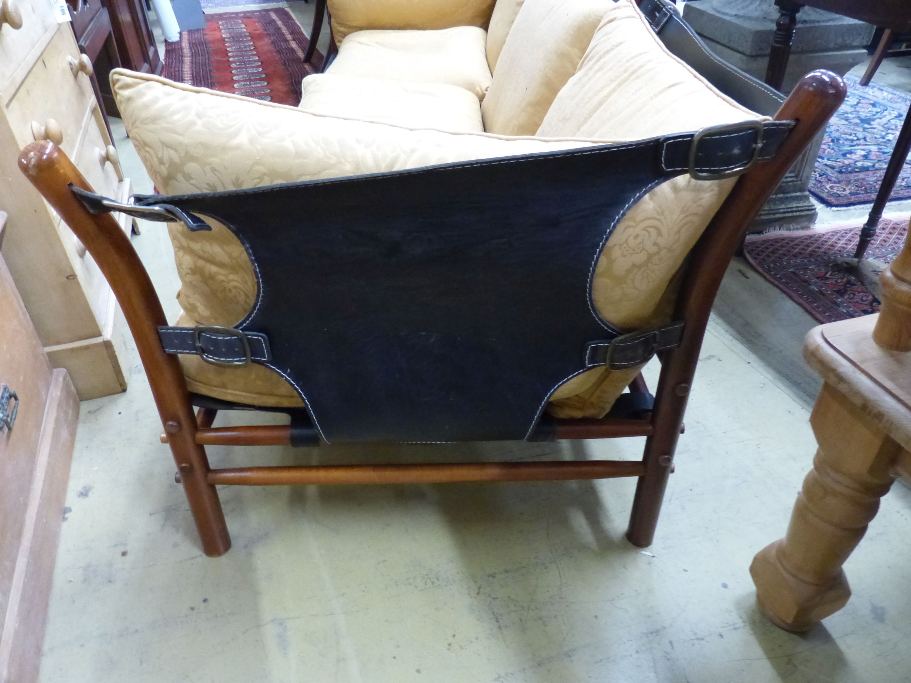 An Arne Norell Ilona beech framed three seater settee, model AB circa 1970, W.220cm D.80cm H.72cm